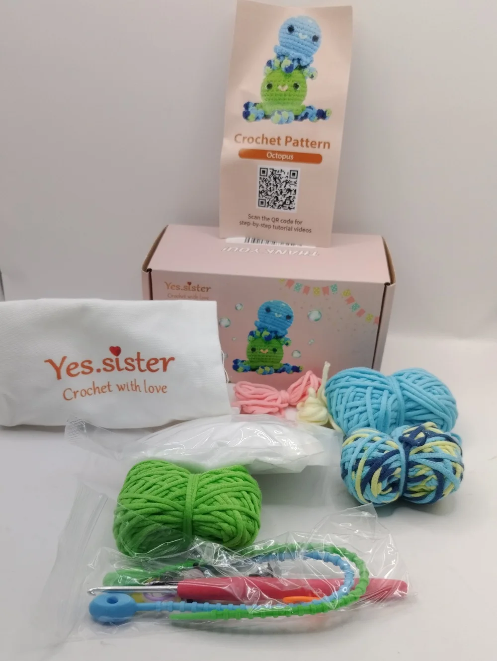 yes.sister! Octopus Pair Amigurumi Crochet Knit Kit DIY 3.5